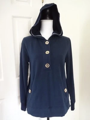 Sudadera con capucha suéter azul marino PM de Jones New York Signature Petite para mujer Foto 1 de 4