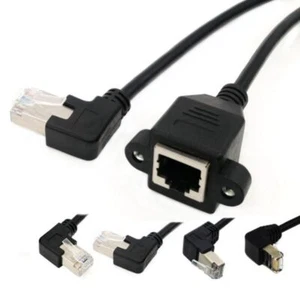 Angle RJ45 Cable Panel Mount Extension Cable Network Wire Ethernet LAN Cord - Afbeelding 1 van 14
