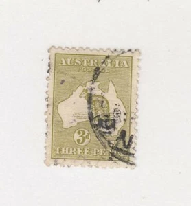 AUSTRALIA (MK3803) # 5a VF-USED 3d KANGAROO & MAP /1913 /OLIVE BISTRE CAT $85 - Picture 1 of 1