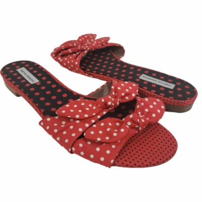 Tabitha Simmons Cleo Sandal Size 8 US / 39 EUR Red Polka Dot Slides - Image 1 of 4