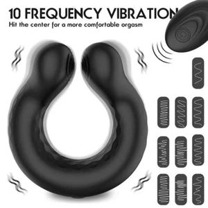Remote Cock Ring Vibrator Delay Ejaculation Erection Sex Toys for Men Couples - Picture 1 of 12