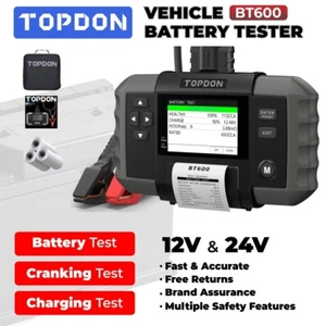 Car Battery Tester 12V 24V TOPDON BT600 Load Tester Professional with Printer - Picture 1 of 13