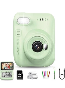 Kids Instant Print Camera, 3.0-inch HD Screen 32MP Photo GREEN - Picture 1 of 5