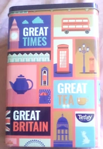 OOO SECOND HAND COLLECTORS TIN 21 x 14 x 8 cm GREAT TIMES TEA TETLEY BRITAIN - Bild 1 von 4