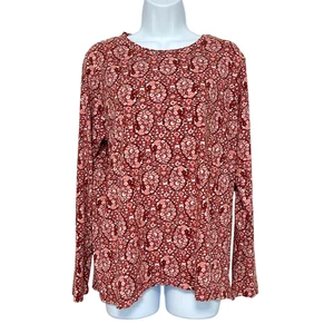 Camicetta Lands End manica lunga donna L paisley boho chic cotone morbido casual - Foto 1 di 9