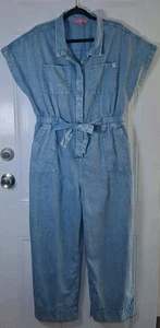 Simply Southern Denim Jumpsuit Womens Size XL Blue Chambray Wide Leg Crop - Picture 1 of 8