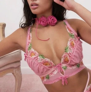 🆕For Love And Lemons Needle Point Roses Bustier SZ SDD - Picture 1 of 10