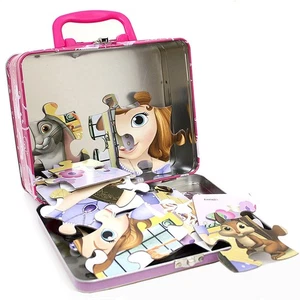 Disney Sofia The First 24PCS Puzzle in Tin Lunch Box Girls Gift Toy Bag Set New - Picture 1 of 14