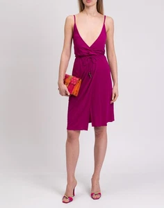 RRP €685 DSQUARED2 Jersey Wrap Dress Size L Pink Strappy Neck Made in Portugal - Picture 1 of 8