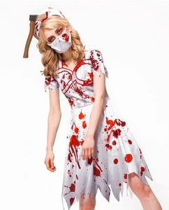 Women's Zombie Nurse Costume Halloween Party Fancy Dress Dead Bloody 3Pcs - Picture 1 of 5