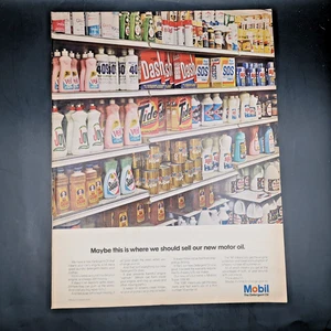 Mobil Motor Oil Magazine Advertisement 1960s Vintage Petroliana Midcentury - Picture 1 of 6