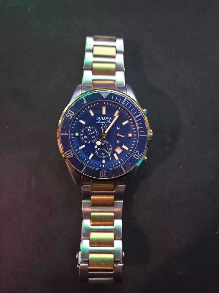 Bulova Marine Star 98B230 Quartz Chronograph Wrist Watch for Men Stainless Steel - Image 1 of 4