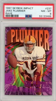 1997 Skybox Impact JAKE PLUMMER Cardinals RAVE 149/150 Rookie RC 237 PSA 8 Pop 2 - Image 1 of 2