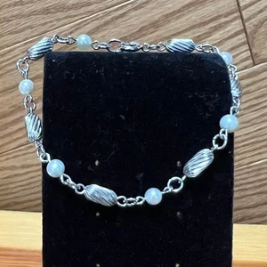 Pulsera Tenis Perla Vintage Cierre Langosta 720 12kt GF Estampada Llena de Oro MCM  - Imagen 1 de 9