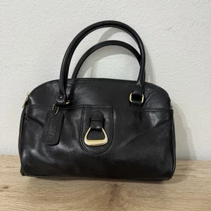 Worthington Black Leather Handbag Double Handle Vintage 90s Y2K Gold Accents - Picture 1 of 16