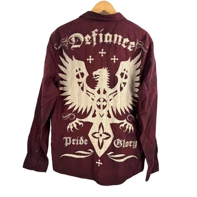 Eighty Eight Mens Long Sleeve button shirt Goth Medieval biker 90s Y2K sz XXL - Image 1 of 4