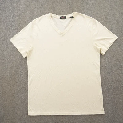 Camisa Teory Para Hombre Mediana Beige Cuello en V Manga Corta Pullover Camiseta Seda Algodón Foto 1 de 4