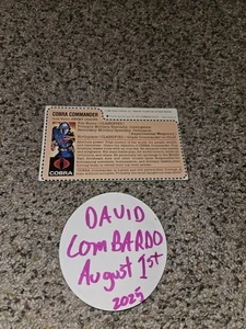 Vintage Original Gi Joe Cobra Commander Post weg ungeschnittene Karteikarte - Bild 1 von 4