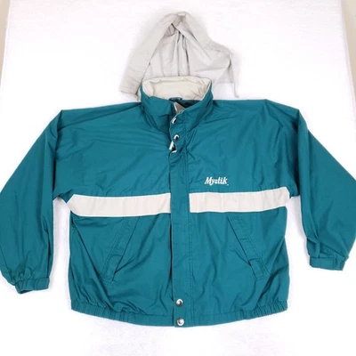 Chaqueta cortavientos retro vintage Dunbrooke Mystik Logo talla XXL verde azulado blanco años 90 Foto 1 de 4