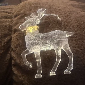 Clear Acrylic Reindeer Christmas Ornament Figure Decor 5” H Golden Christmas  - Picture 1 of 2