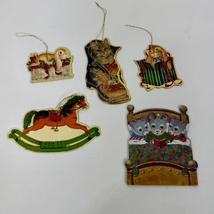 Vintage Christbaumschmuck gestanzt Karton Katze Kätzchen Hase Maus Posten 5 - Bild 1 von 15