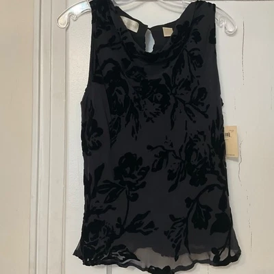 Top Dana Buchman Elegante Negro Sin Mangas con Diseño de Terciopelo Talla 10 MRSP $188 Foto 1 de 4