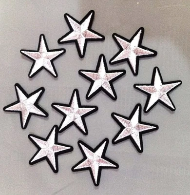 Silver Star Iron-On Patch Set – Shiny Applique (10 Pieces) - Image 1 of 4