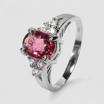 Gorgeous Pink Tourmaline Rare 0.85Ct 925 Sterling Silver Handmade Jewelry Rings - Image 1 of 4