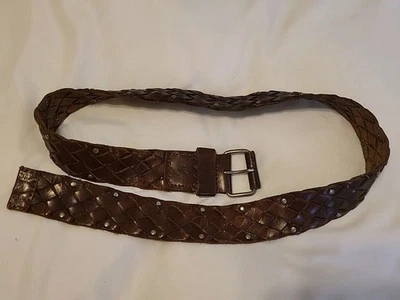 American Eagle Outfitters Women Belt Size S M Small Medium Braided Brown Leather - Image 1 of 4