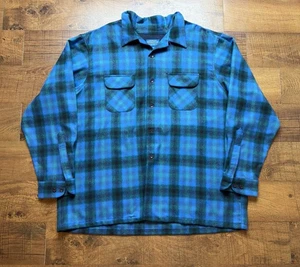 Pendleton The Original Board Shirt 100% Virgin Wool Blue Plaid - Mens Size 3XL - Picture 1 of 8