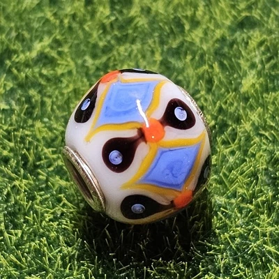 Trollbeads Geométrico Retro Mini Barril Evento Cuentas de Vidrio Difícil de Encontrar Foto 1 de 4