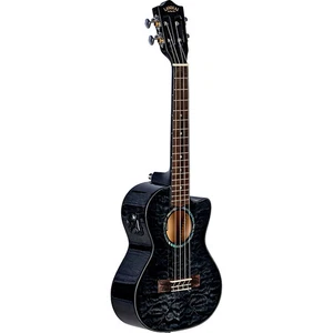 Lanikai QM-CET Quilted Maple Tenor w/Kula Preamp A/E Ukulele Transparent Black - Picture 1 of 5