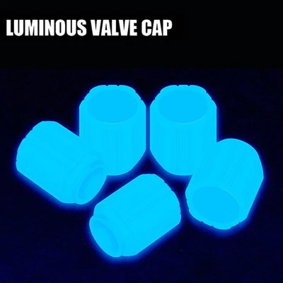 4Stk Fluoreszierende Blau Auto Reifen Ventilabdeckung Reifen Felgenstielkappe - Image 1 of 4