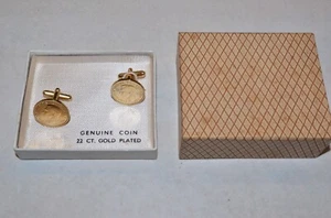 Farthing Cufflinks - 22ct Gold Plated, Excellent Condition - Picture 1 of 3