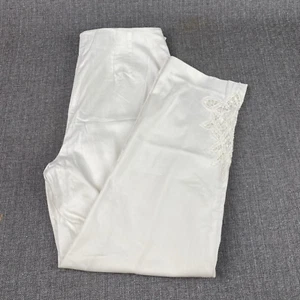 Talbots Womens Size 10 White Pants on Ankle Side Has Pretty Stitch Side Zip - Picture 1 of 8