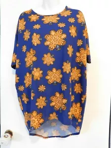 Nueva con etiquetas Camiseta LulaRoe Talla XS Irma Túnica Hi-Lo Mangas Cortas Top Azul Marino con Mandarina - Imagen 1 de 11