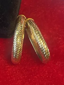 PENDIENTES ARO ORO 18K OVALADOS 1 1/4 PULGADAS LARGO 2,8 GRAMOS VINTAGE FIRMADOS - Imagen 1 de 15