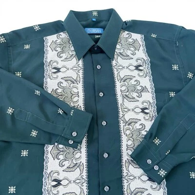 Camisa De Colección D'Urban Disco Crazy Funky Novedad Poliéster Botón Delantero XL Verde Foto 1 de 4