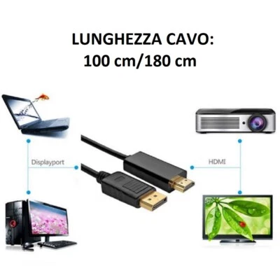 Cavo Adattatore DisplayPort HDMI 1080P Convertitore HDTV Monitor Proiettori - Immagine 1 di 4