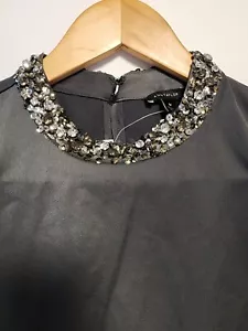 Ann Taylor Women's Gray Mock Sequin Neck Sleeveless Top Medium NWT - Picture 1 of 7