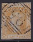 1853 NSW Laureates 8d Orange-Yellow, SG80, Imperf, no wmk, Very Good Used/repair