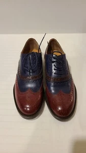 FRATELLI ROSSETTI 100% Echtleder Schnür Budapester Oxford-Marine/Rot-35-Italien - Bild 1 von 12