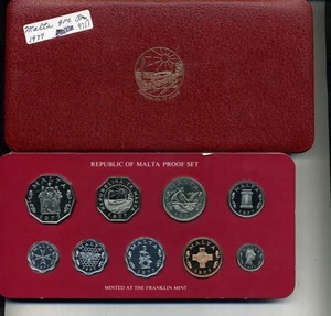 1977 MALTA 9 COIN PROOF SET - Picture 1 of 1