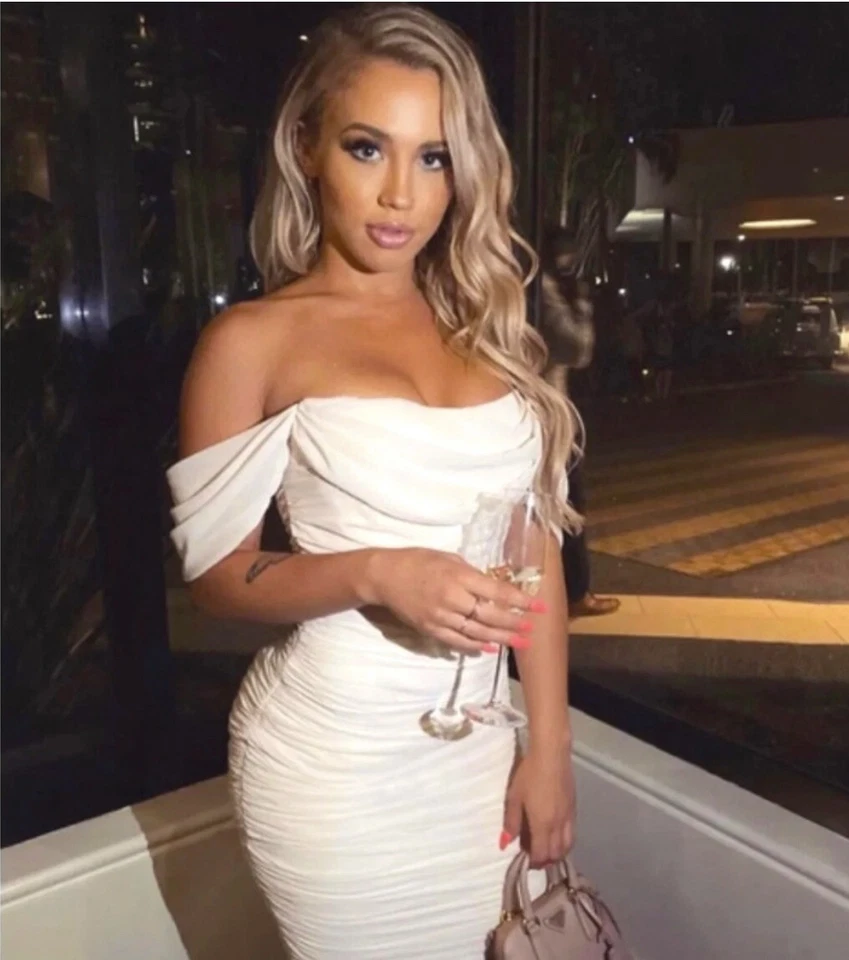 Vestido de noche drapeado de gasa blanco talla 10 Foto 1 de 4