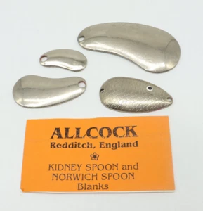 Vintage Allcock Redditch England Kidney Spoon & Norwich Spoon Blanks Lures EUC - Picture 1 of 7