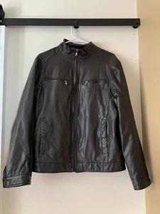 Michael Kors Full-zip Collard Cropped Faux Leather Jacket Mediums - Picture 1 of 22