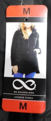 Abrigo Parka BE ILIMITADOS Mujer Anorak Negro Piel Sintética Forrado Capucha - Mediano Foto 1 de 4