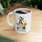 Bee Kind Gnome Ceramic Mug 11oz Sunflower Gift For Anyone Coffee Tea
