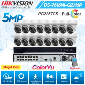 Hikvision 16CH 16POE 4K NVR 5MP ColorVu MIC Home Security Camera System HDD Lot - Picture 1 of 27