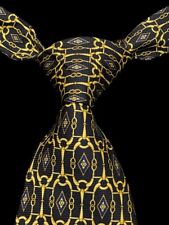 Robert Talbott Tie NORDSTROM Silk Black Gold Chain Pattern Necktie Hand Sewn USA